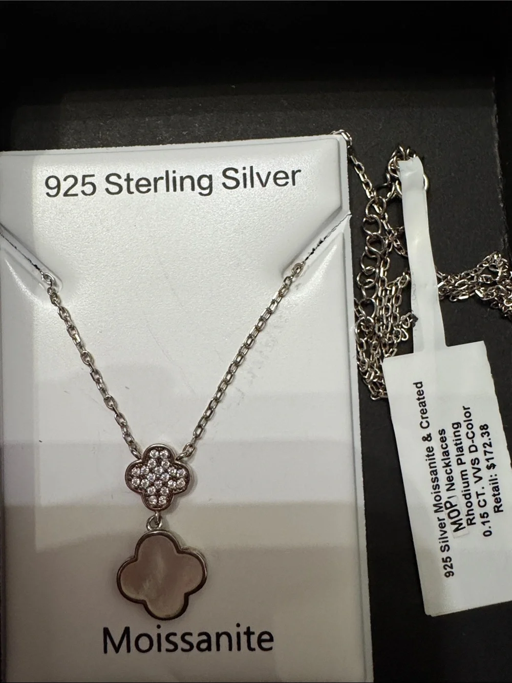 Clover double pendant Silver Necklace - With Gift Box - Picture 2 of 4